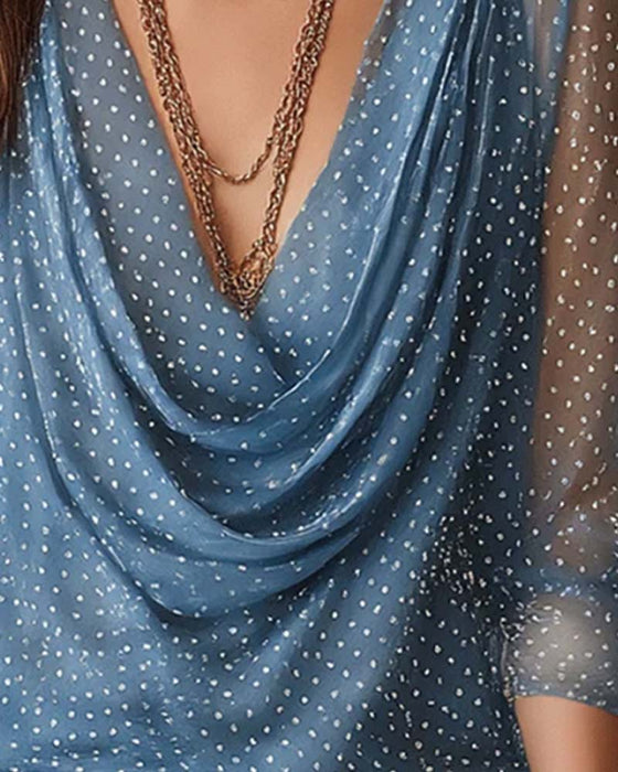 Bluse Slouchy Mock Hals Prikket Mesh