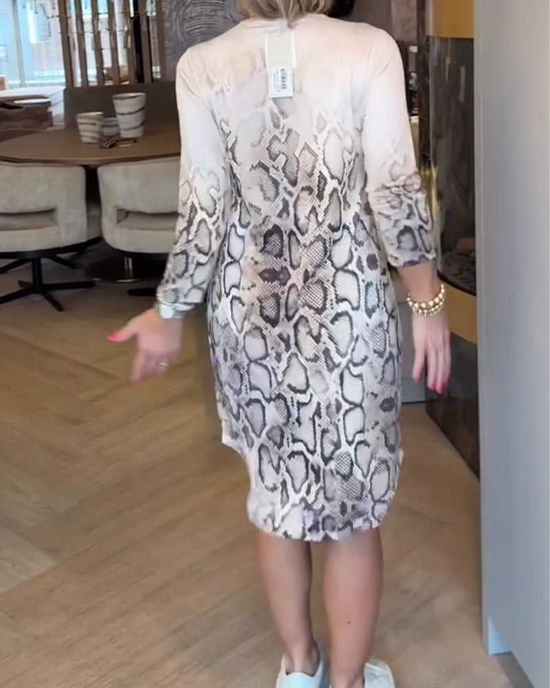 Kjole Slange Trykk V-Hals