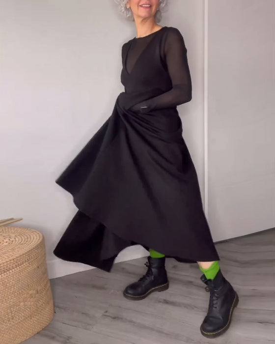 Kjole Plissert Hengsel Med Stor Kant