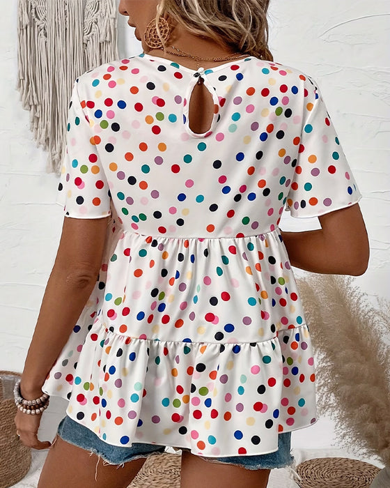 Bluse Fargerik Polka Dot Babydoll