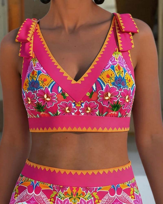 Bikini Etnisk Blomstrende V-Hals
