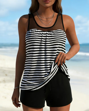 Tankini Stripe U-Hals To-Delt