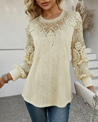 Bluse Lang Erme Bølge Blonder
