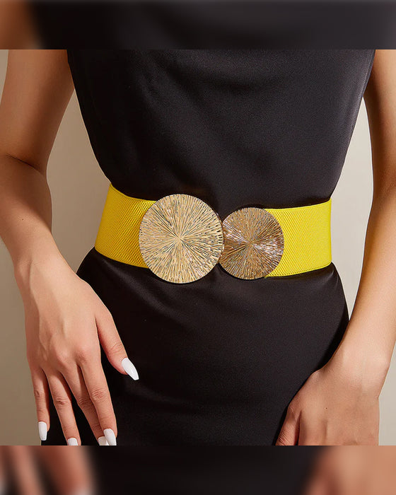 Dame Vintage Elastisk Belte Med Gyllent Spenne