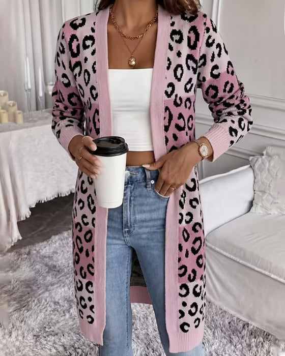 Kardigan Leopardtrykk Langermet