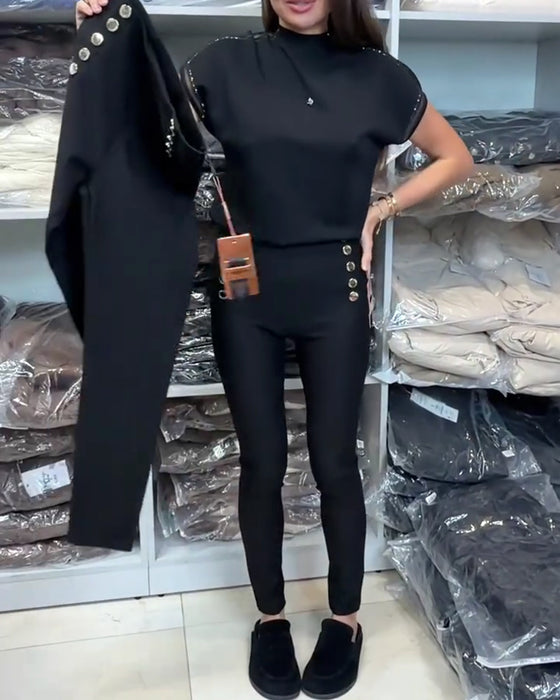 Stilfulle Bukser Med Knapp-Gjennom Og Stretch