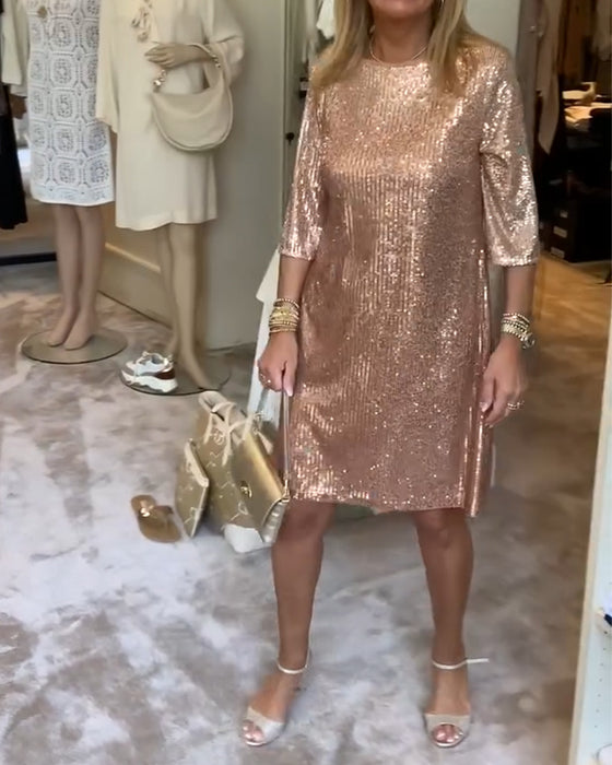 Kjole elegant solid paljettskifte