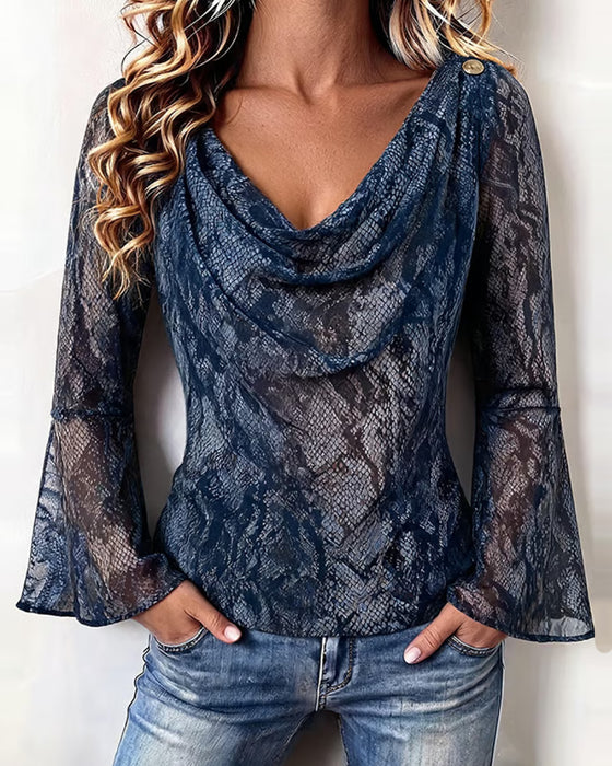 Bluse Ormskinn Nett Drape-Hals