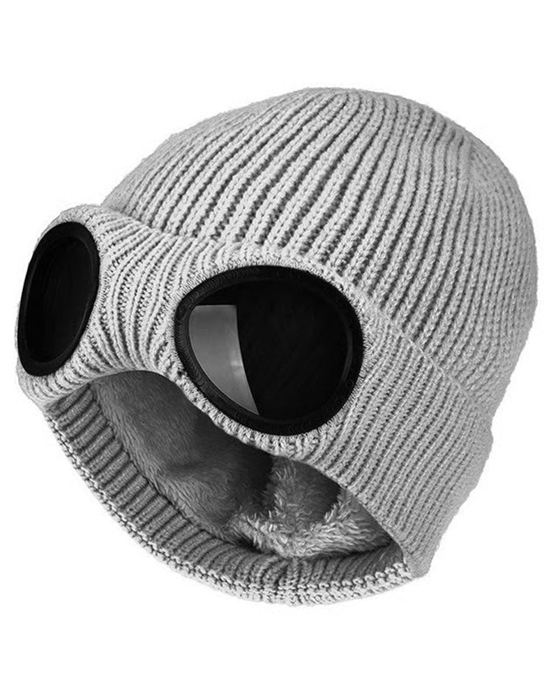 Unisex Ensfarget Goggle-linse Designet Beanie Lue