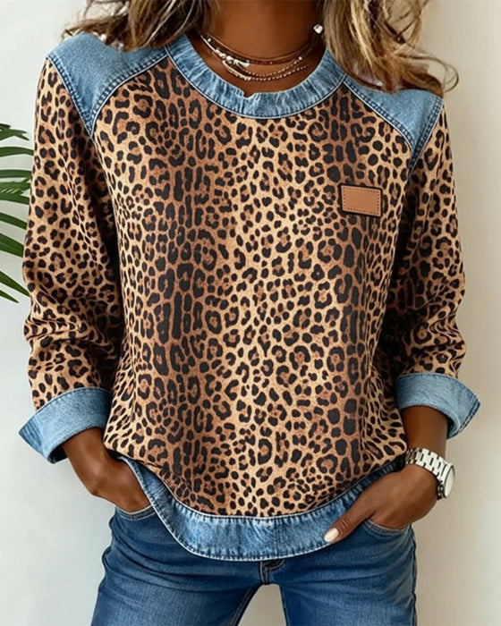 Genser Leopardtrykk Denim Lappetork