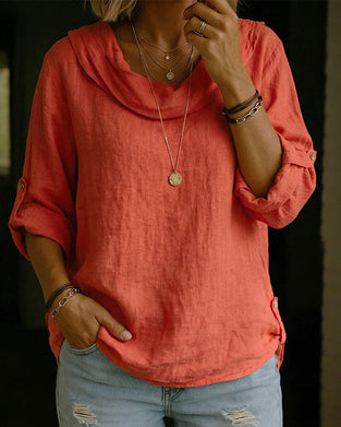 Topp Nedbrettet Krage Bomull