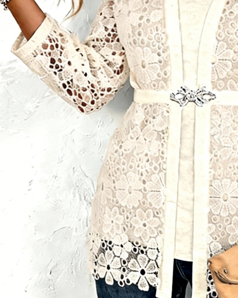 Topp Falsk To-Delt Tett Sittende Langermet