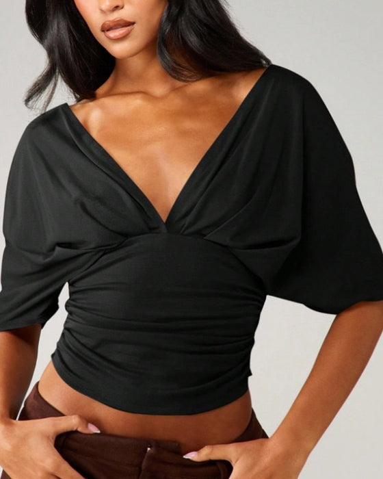 Topp V-Hals Flagermus Erme Midje Slips