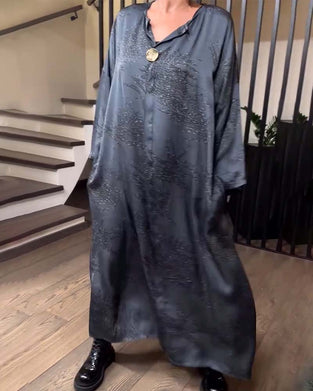 Kjole Lang Erme Trykt Rett