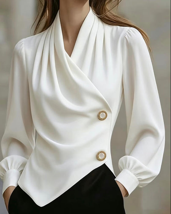 Bluse Drapert Mote V-Hals