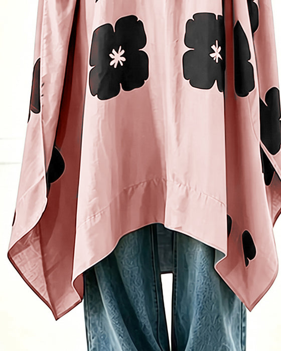 Kjole Trykk V-Utringning Flagermuserme Loose Fit