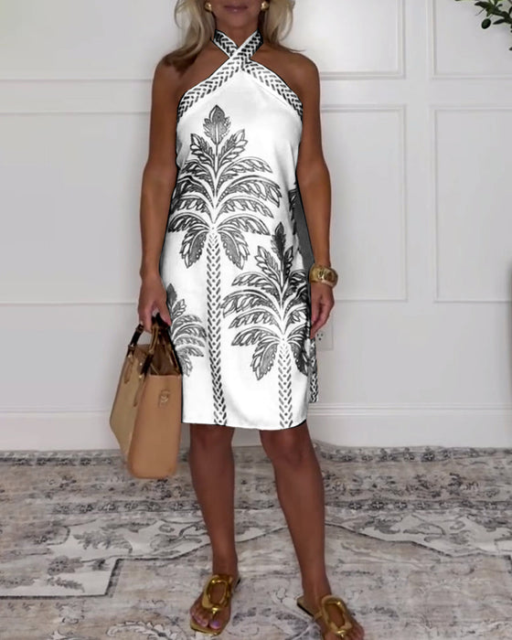 Kjole elegant cross grime knelengde