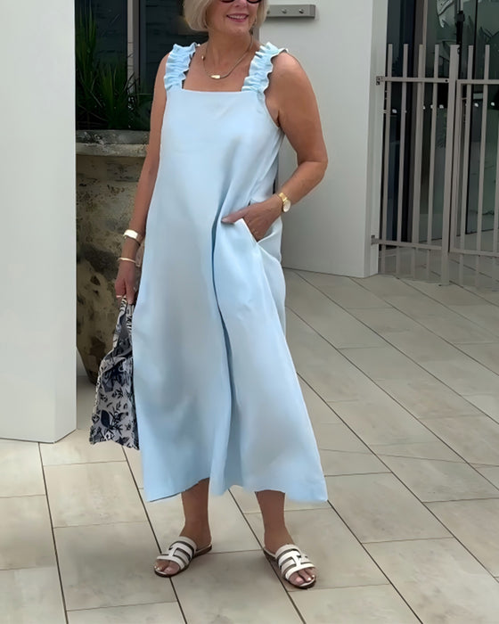 Kjole Firkantet Utringning Ermløs