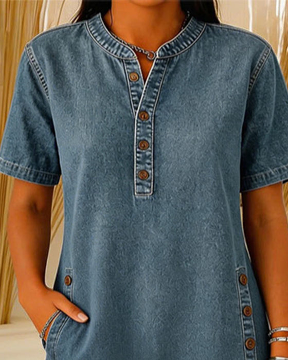 Kjole Knapping Casual Denim