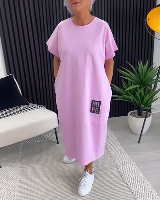 Kjole Kort Erme Uformell Rett Lomme