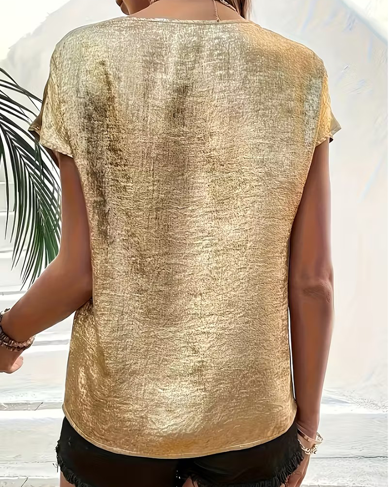 Bluse Hul Ut V-Hals Flagermusarme