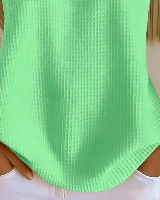 Tank Top Rundhalset Ermeløs Vaffel Knapp