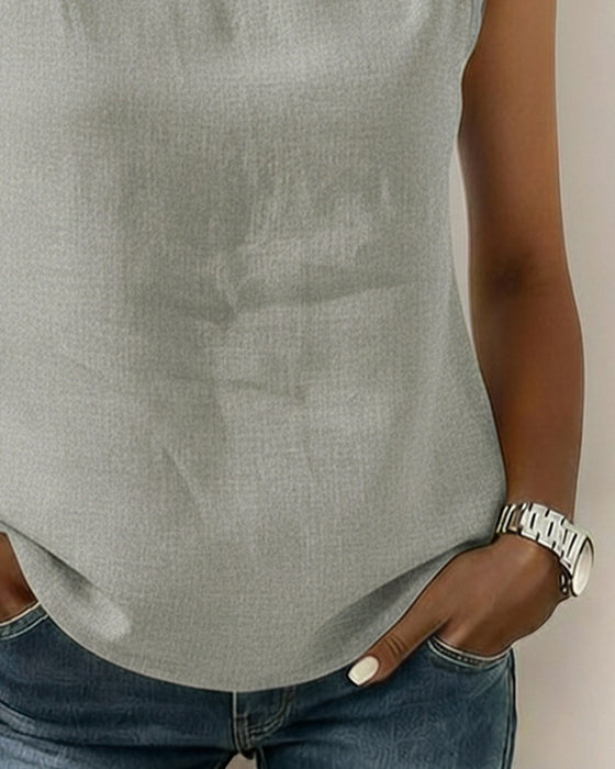 Bluse Ren Bomull Krage Ermløs