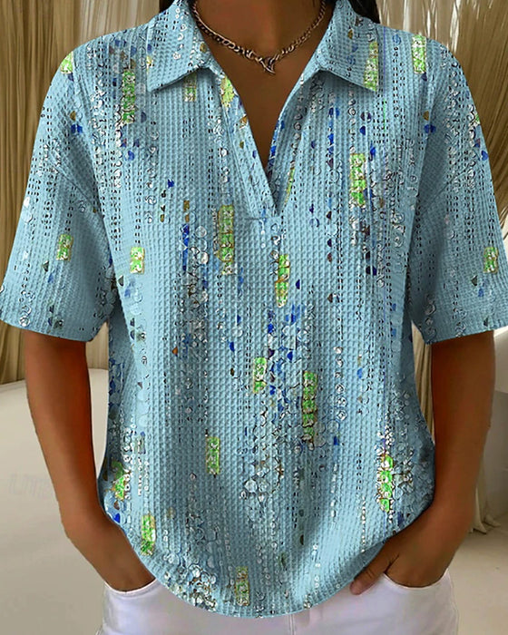 Bluse Avslappet Trykt Revers