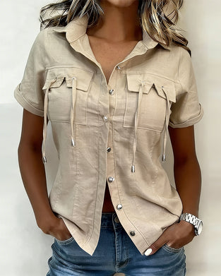 Bluser Snørefast Lomme Kortsermet