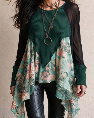 Bluse Patchwork Blomstret Uregelmessig