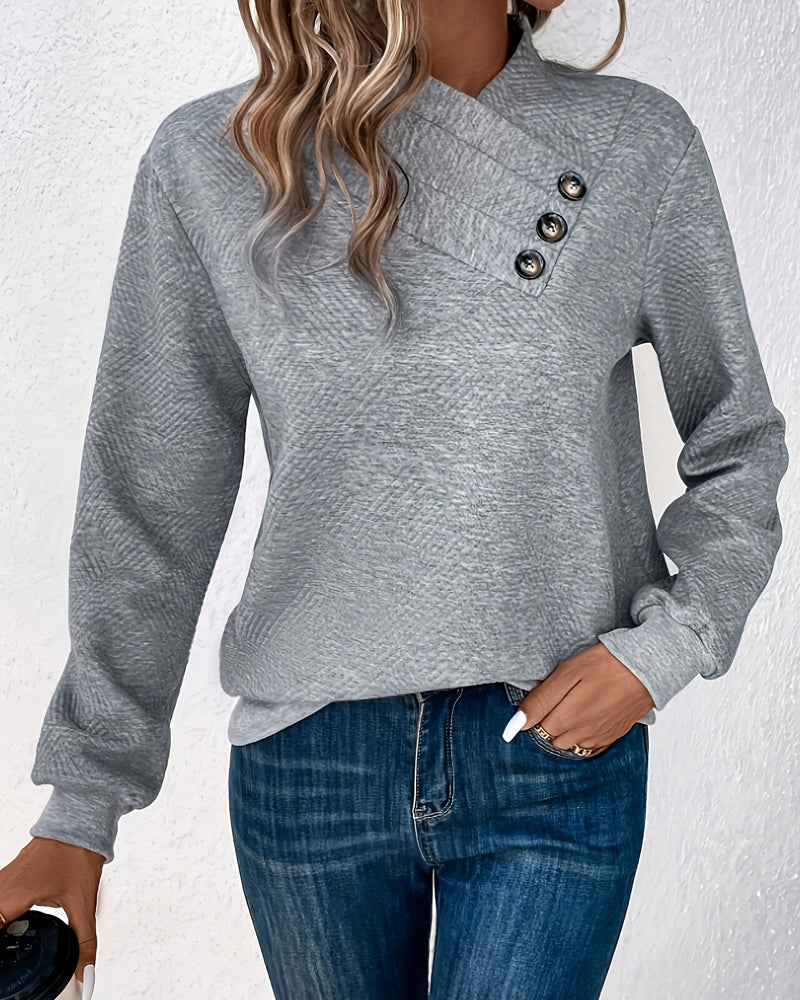 Asymmetrisk Sweatshirt I Rutemønster Med Lange Ermer