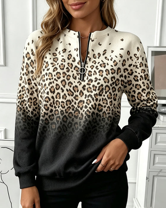 Sweatshirt Glidelås Gradient Leopardskinnsmønster