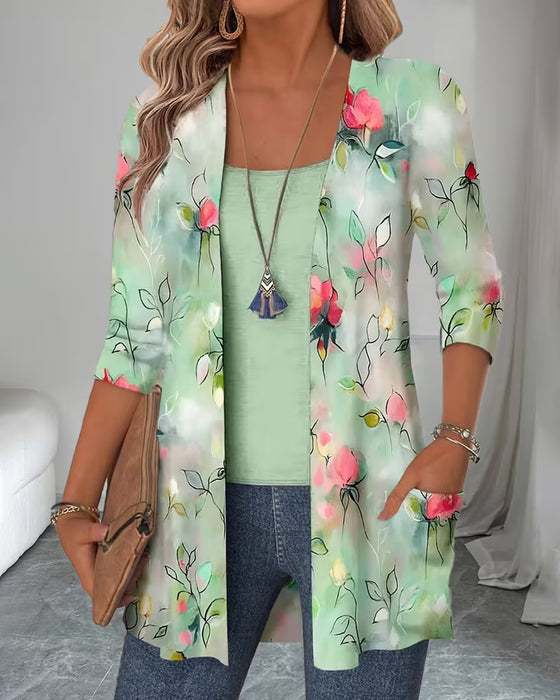 Bluse Falsk To Del Blomstret Trykk