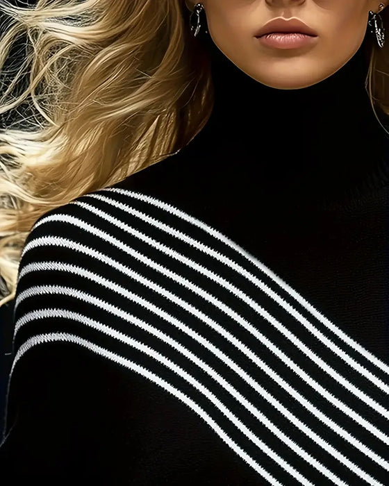 Genser Turtleneck Stripet Drop Shoulder