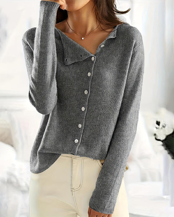Pullover Knapp Uregelmessig Solid