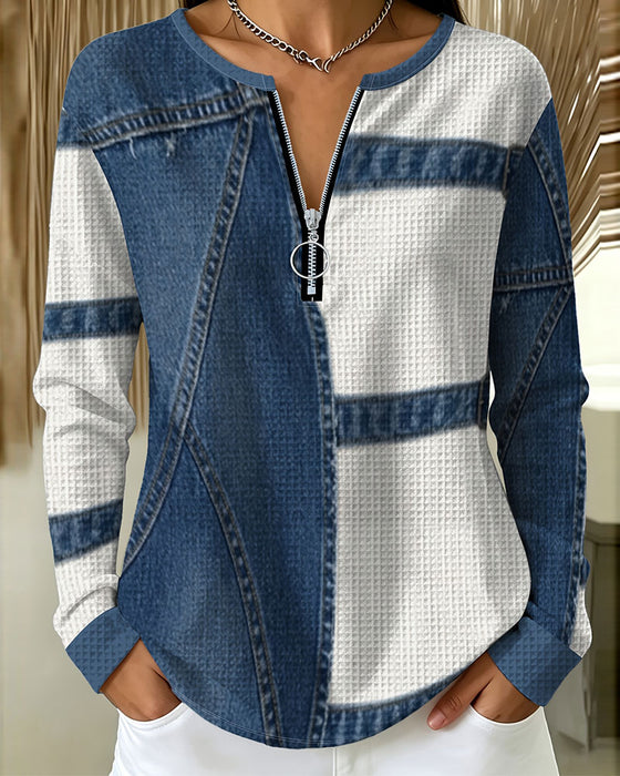 Topp Halv Glidelås Casual Design