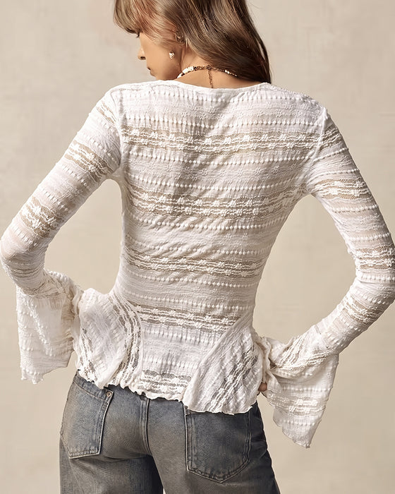 Bluse V-hals Knipling Panelt Trumpeterm