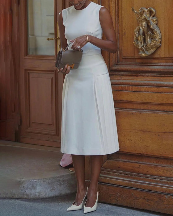 Slank motekjole uten erme med solid farge