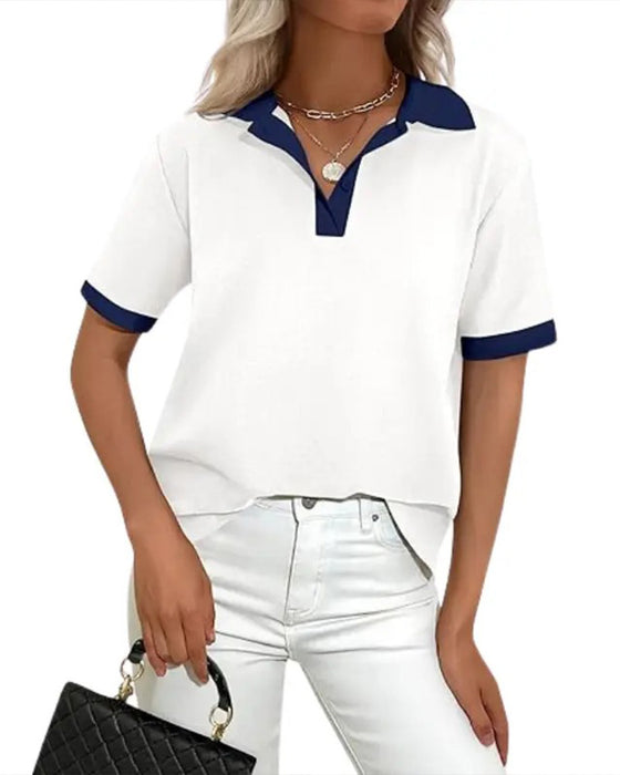 T-Shirt Polo Krage Fargeblokk Kortermet