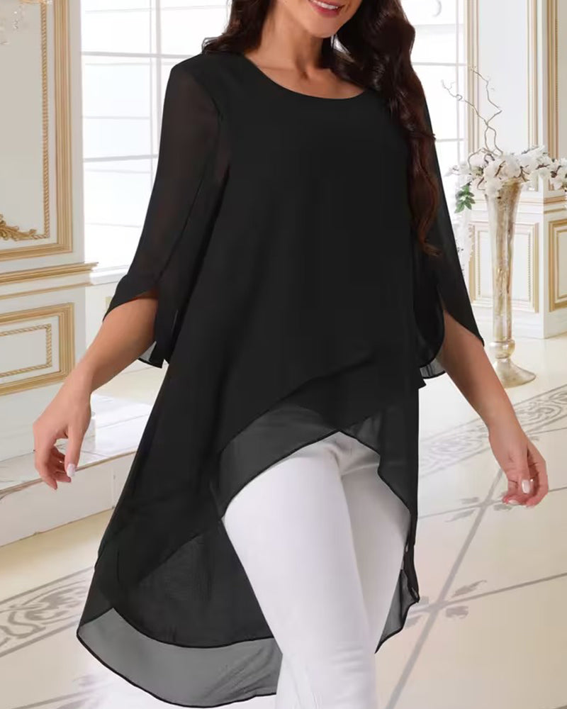 Bluse Uregelmessig 3/4 Erme