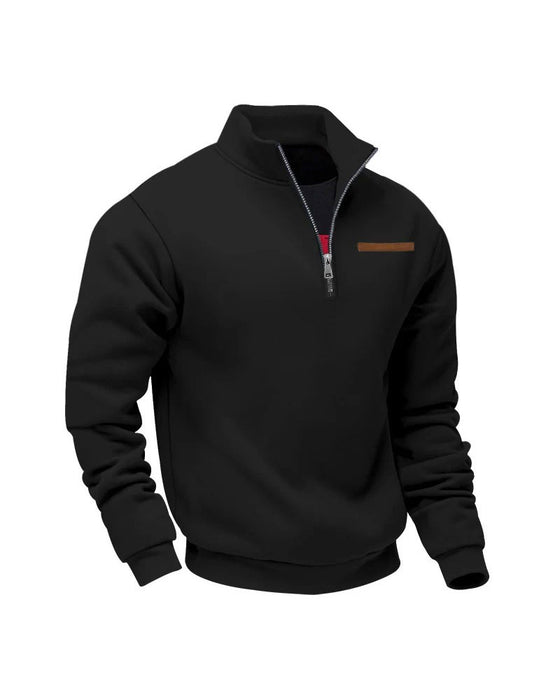 Sweatshirt Ensfarget Ståkrage Glidelås