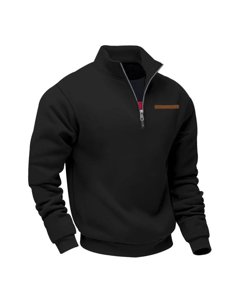 Sweatshirt Ensfarget Ståkrage Glidelås