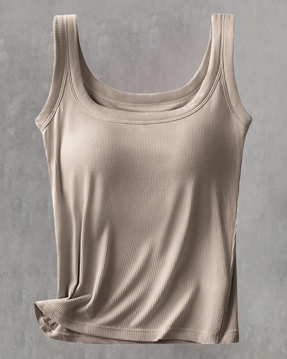 Vest I Ensfarget Med Innebygd Bh