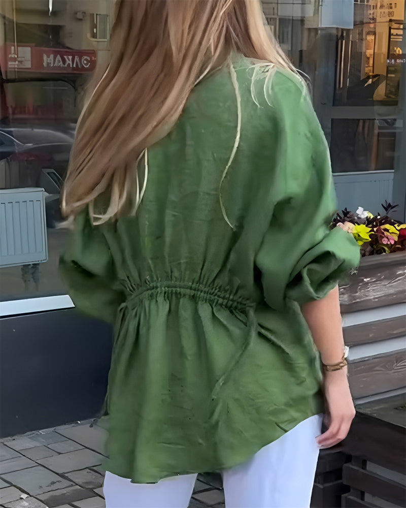 Bluse Elastisk Midje Lanterne Erme