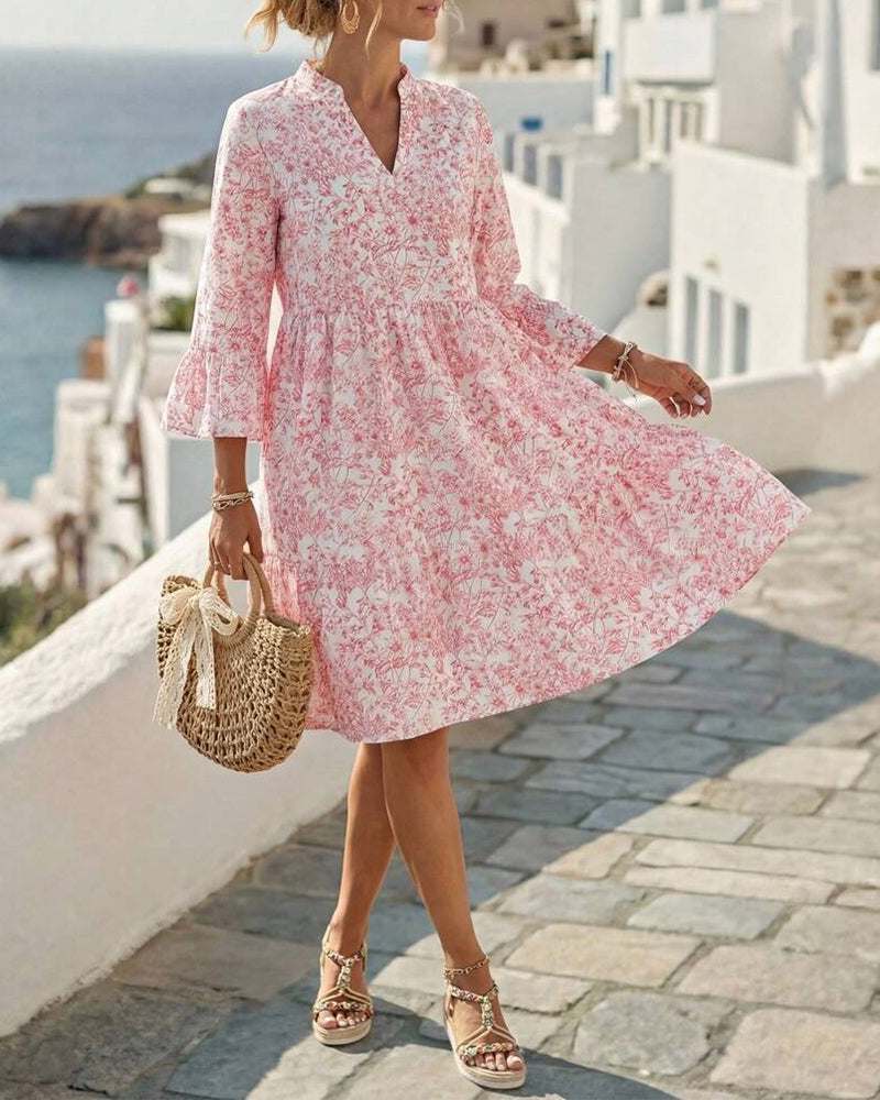 Kjole Blomst V-hals Kake