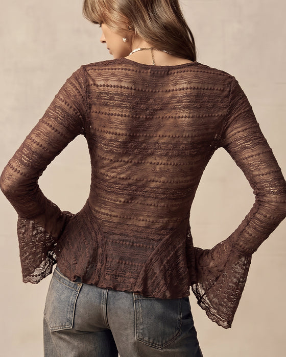 Bluse V-hals Knipling Panelt Trumpeterm