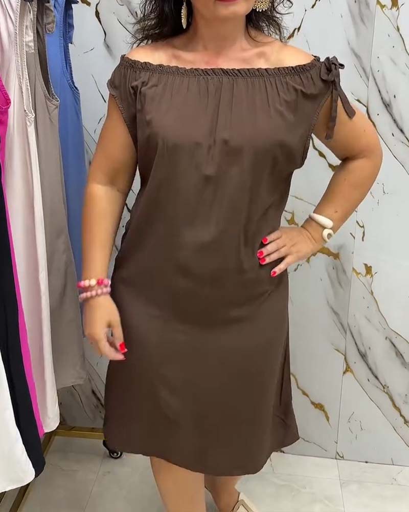 Kjole Off-Shoulder Slips Solid
