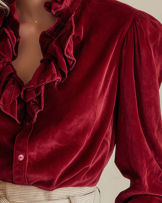 Top Med Volangdetalj Og Pufferm Design