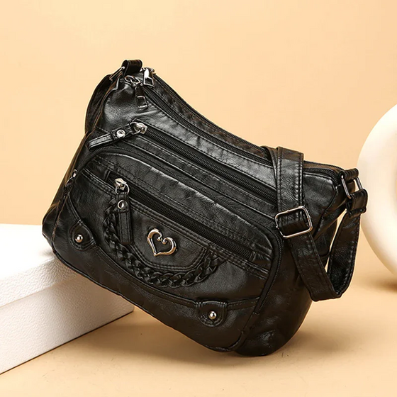 Dame Myk PU Lær Multi-Lomme Crossbody Veske