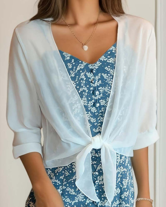Cover-Up Sheer Chiffon Kort Erme Solbeskyttelse